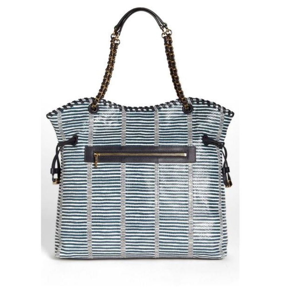 Tory Burch Marion Striped Patchwork Tote in Blue - Picture 2 of 4